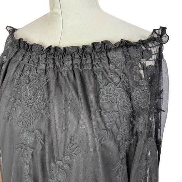 Marled Reunited black lace off-the-shoulder blouse, size XL - Picture 9 of 9